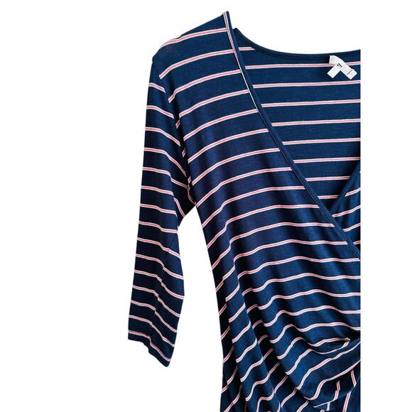 NEW Anthropologie Sundry Fabian Dress Sundry Faux Wrap Dress Stripe Ruched Small - Picture 6 of 12